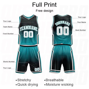 Uniforme de Baloncesto Color Verde Azulado Degradado, Ropa de Equipo de Baloncesto de Poliéster para Hombre, Conjunto Personalizado de Uniformes de Baloncesto, Camisetas de Baloncesto - Product Image 2