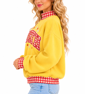 Manufacturer Wholesale <b>Women's</b> Mock Neck <b>Sweatshirt</b> Custom Merry <b>Christmas</b> Letter Patch Embroidery Cotton Fleece Top - Product Image 2