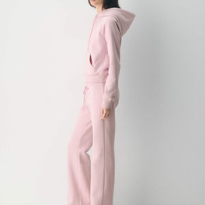 Survêtement rose pour homme, coupe ajustée, avec sweat à capuche et pantalon de survêtement à bascules, taille côtelée, personnalisable - Product Image 2