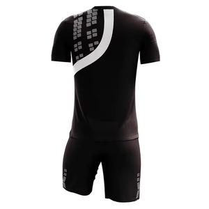Conjunto de Camiseta de Fútbol Negra para Hombre con Estampado Geométrico, Uniforme Deportivo de Manga Corta de Poliéster que Absorbe la Humedad, para Todas las Temporadas - Product Image 3