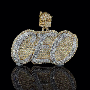 Pendentif lettre en argent 925 avec diamant Moissanite, micro-sertissage, pour pendentifs religieux certifiés en forme de cœur, style Hip Hop - Product Image 1