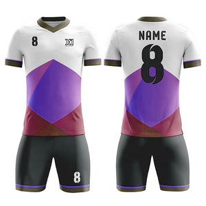 Vente Flash Ensemble d'uniformes de football de haute qualité Service OEM Polyester/Coton Séchage rapide Col en V Manches courtes - Product Image 5