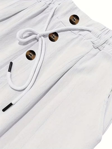 <b>Men's</b> Casual <b>Trousers</b> Breathable Lightweight Linen Loose Drawstring Waistband Summer Comfort <b>Beach</b> Outdoor Pockets - Product Image 5