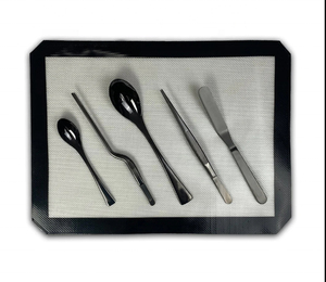 Altomme Instruments 5 Piece Chef Plating Tools Set Tweezers Spatula Spoon Black Plasma Coated Culinary <b>Kit</b> Professional Food - Product Image 2