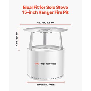 Deflettore per braciere da 20 pollici in acciaio inossidabile per Solo Stove Ranger, per bruciatore a legna da esterno - Product Image 4