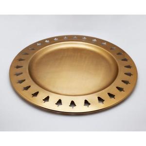 Assiette de Présentation Dorée Découpée Motif Sapin de Noël – Assiettes de Luxe Décoratives pour Noël – Plat de Présentation en Métal Sûr pour le Contact Alimentaire - Product Image 1