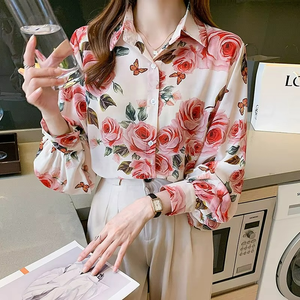 Camisas de Moda con Estampado Floral para Mujer, Blusas de Manga Larga para Primavera y Otoño 2026, Estilo Coreano, Blusas Mujer - Product Image 3