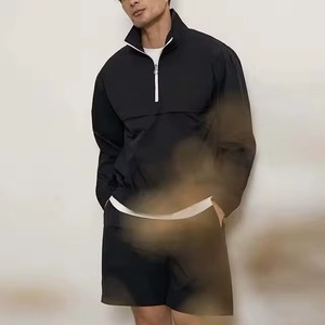 Ensemble coupe-vent unisexe grande taille 100 % coton pour la maternité, veste décontractée unie respirante, survêtement deux pièces, vente en gros - Product Image 5