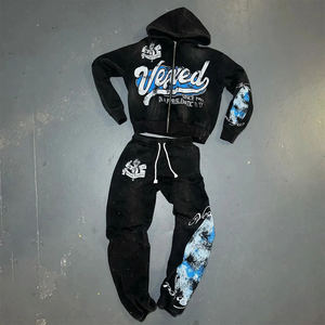 Conjunto Deportivo Unisex Vexed, Sudadera con Capucha y Pantalones Deportivos, Manga Larga, Cordón Ajustable, Estampado, Ropa Urbana, Otoño - Product Image 2
