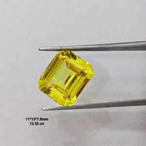 Zafiro Amarillo Corte Esmeralda, Gema Suelta Cultivada en Laboratorio, Alta Claridad, Facetada, Piedra Premium para Joyería, Uso Artesanal - Product Image 4