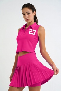 Manufacturing Sportswear 100 % Polyester Tennis Uniform Sleeveless Shirts Skirts <b>Badminton</b> Tennis Uniform Women - Product Image 5