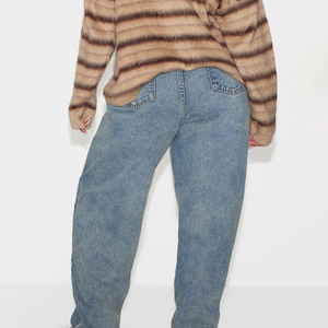 Hot Selling Solid Color Blank <b>Ladies</b> Baggy Pants Custom Heavyweight High Quality Oversized Denim Baggy Jeans For Women - Product Image 2
