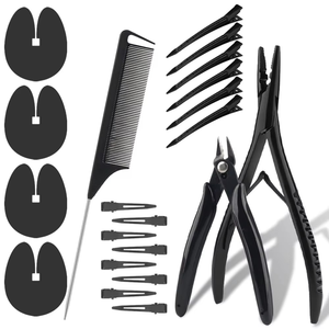 Kit d'outils pour extensions capillaires en plastique, ensemble d'installation et de retrait pour micro-anneaux, accessoires d'application de haute qualité professionnels - Product Image 3