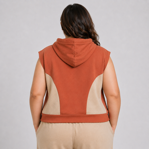 Hoodie sans manches pour femme de haute qualité, logo personnalisé, en molleton de coton doux, respirant, confortable, streetwear décontracté, vente en gros - Product Image 6