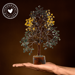 En gros Arbre de Vie en Cristal Magnétique à l'Argent, Œil de Tigre, Citrine, Pyrite, Jade Vert, Décoration d'Intérieur - Product Image 2