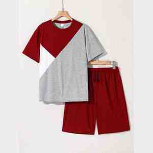 ชุดกีฬาผ้าฝ้ายคุณภาพสูงสำหรับผู้ชาย เสื้อยืดพิมพ์ลายตามสั่ง ปรับได้ สวมใส่สบาย กางเกงขาสั้น ระบายอากาศดี สไตล์ไฮสตรีท - Product Image 1