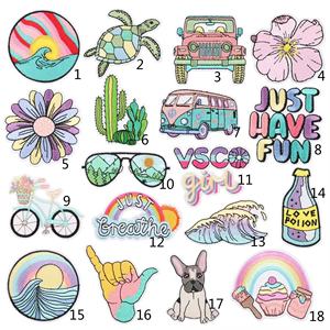 Lot de 18 écussons rectangulaires brodés écologiques sur le thème de la plage, personnalisables, thermocollants, pour décoration de chapeaux, vélos et jeps, motif tortue de mer - Product Image 2