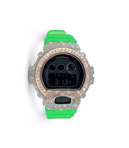 Reloj Deportivo Digital con Correa de Acero Inoxidable Verde, Bisel de Moissanita, Esfera de Cristal, 41 mm, Unisex, Resistente al Agua 10 Bar - Product Image 1