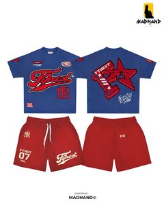 Custom Men Streetwear T Shirt & Shorts <b>Set</b> | Varsity Graphic Tee & <b>Mesh</b> Shorts | OEM Private Label <b>Two</b> <b>Piece</b> Summer <b>Set</b> Ma - Product Image 5