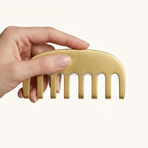 Peigne à cheveux artisanal en laiton pur Kansa, à dents larges, pour stimulation du cuir chevelu, acupression des méridiens, outil de massage détoxifiant, OEM - Product Image 3
