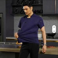 Tenue de restaurant respirante, chemise de travail de cuisine, veste de chef à manches courtes pour hommes et femmes, uniforme de service alimentaire et de cuisine