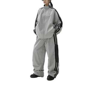 Regular Fit 100% Cotton Jogger Sets Two Piece Set <b>Patchwork</b> Zip Puff Track <b>Jacket</b> Pants Custom Fleece Tracksuit Eco-Friendly - Product Image 5