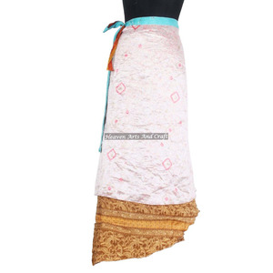 Falda Larga Envolvente de Seda Estilo Boho para Mujer, 38 Pulgadas, Vintage, de 2 Capas, Estilo Hippie, para Usar como Pareo - Product Image 5