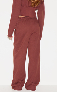 Ensemble de survêtement couleur marron en gros, coupe ample à manches longues, taille à cordon, tenue décontractée d'automne avec poches latérales - Product Image 5
