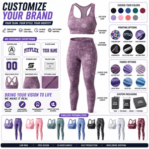 Ensemble de yoga personnalisé pour femme : Soutien-gorge de sport court et leggings taille haute, 2 pièces, sans couture, extensible, pour fitness, gym et entraînement, imprimé devant - Product Image 3