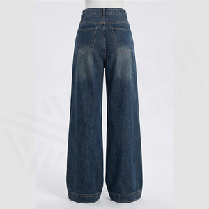 Pantalones Vaqueros de Cintura Alta y Pierna Ancha para Hombre, de Algodón, Lavado a la Piedra, Corte Holgado, Estilo Casual de Otoño - Product Image 2