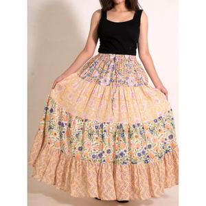 Indian Cotton Patchwork <b>Long</b> <b>Skirt</b> Printed Handmade Boho Maxi <b>Skirt</b> Women's <b>Summer</b> Clothing - Product Image 1