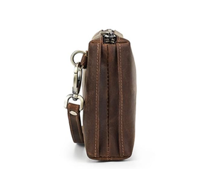 Brown Leather Clutch <b>Bag</b> with Zip Closure and <b>Wrist</b> Strap Casual Design Fazmax Corporation Model A13 - Product Image 3