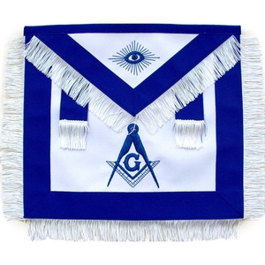 Tablier de Maître Maçon Bleu Royal avec Franges Blanches, Régalia Maçonnique, Tablier de Cérémonie de Loge, Fabricant - Product Image 1