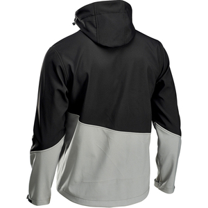 High Quality Coated Solid <b>Soft</b> <b>Shell</b> Winter <b>Jacket</b> Polyester/Nylon Stand Collar Front Logo Loose Fit Zipper Closure <b>Hooded</b> - Product Image 2