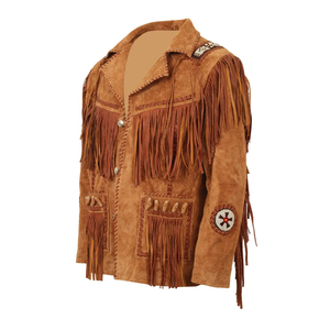 Hot Selling Custom Logo And Size Cowboy <b>Man</b> Suede <b>Jacket</b> <b>Long</b> Fringes Original Leather Wear Comfortable Zipper Closure - Product Image 3