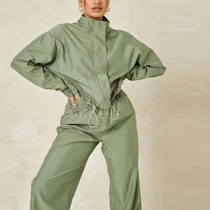 High Quality Solid <b>Women</b> <b>Windbreaker</b> Set Casual 2-Piece Breathable Eco-Friendly Polyester/Nylon Reasonable Price - Product Image 2