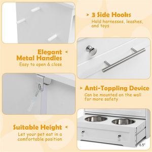 Stazione di Alimentazione per Animali Domestici in Acciaio Inox Bianco, Mobile Portatile e Elegante con Ciotola Automatica, Contenitore per Cibo per Gatti - Product Image 4
