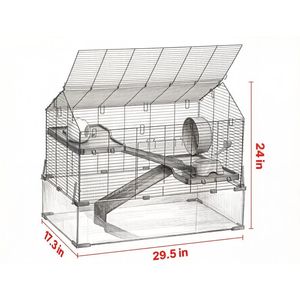 Gabbia per Animali Domestici di Piccola e Media Taglia in Stile Moderno per Allevamento, Uso Interno ed Esterno, in Acciaio, Vetro e Materiale PP con Motivo Animale - Product Image 2
