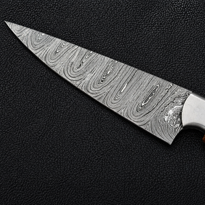 Couteau de chef artisanal sur mesure, extra-affûté, en acier Damas forgé, manche en bois, étui en cuir, lame de 7 pouces - Product Image 2