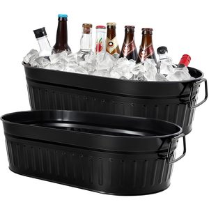 Bañera Galvanizada para Bebidas con Asas, Cubo Metálico para Hielo y Bebidas para Fiestas, Bar de Piscina, Decoración Rústica - Product Image 6