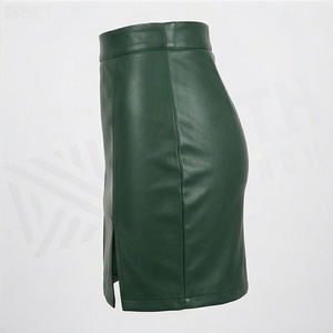Jupe crayon mini en similicuir taille haute pour femme avec fente latérale, couleur unie, style club sexy, à porter toute l'année - Product Image 3