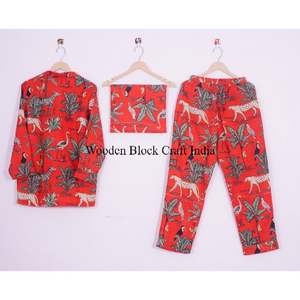 ชุดนอนผ้าฝ้ายพิมพ์ลายป่าสวยงามหรูหราสำหรับผู้หญิง ชุดนอนพิมพ์ลายสำหรับส่งออกในราคาขายส่ง - Product Image 4