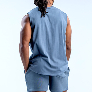 Men Muscle Fit Racerback Gym Fitness Tank <b>Top</b> with Spandex/Cotton Fabric Quick Dry Cartoon Pattern Embroidery Front Logo - Product Image 4