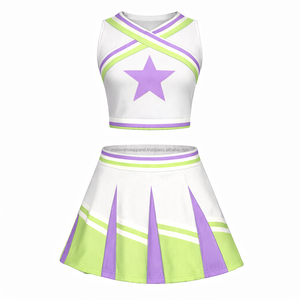 Uniformes de Porristas Personalizados de Alta Calidad con Pedrería, Sin Mangas, de Spandex y Poliéster Estampado, Diseño de Transferencia Térmica para Adultos y Jóvenes - Product Image 5