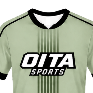 <b>Sage</b> Green Black Rugby Jersey Short Sleeve Crew Neck Breathable Team Training Performance Sports Uniform Shirt - Product Image 3