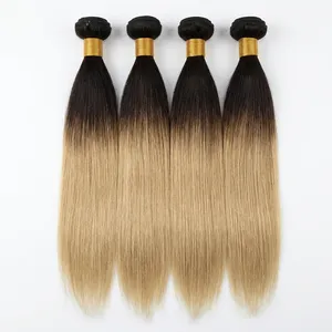 Extensiones de Cabello Humano Remy Ombre Marrón, Cabello Liso en Paquetes, Cabello Natural Sin Procesar, de Negro a Rubio - Product Image 5