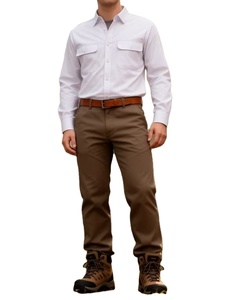 Men's Lightweight Long-Sleeve Casual Work Shirt 100% Cotton Twill Breathable Quick Dry Multiple Pockets Outdoor Hiking Fishing - Product Image 2