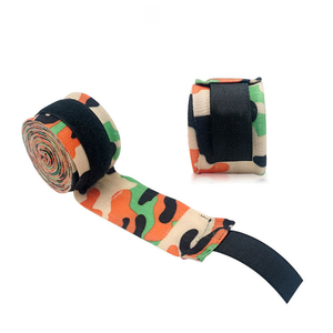 Cotton Boxing Hand Wraps Camouflage Print <b>Velcro</b> Closure Adjustable Wrist <b>Strap</b> Unisex Martial Arts Training Gear - Product Image 1
