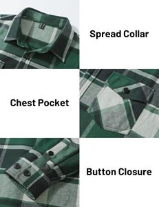 Men Casual Plaid Shirt <b>Jacket</b> Lightweight <b>Flannel</b> Button Up Shirt Wholesale Supplier - Product Image 5
