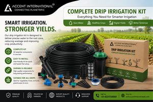 Accent International Complete Drip <b>Irrigation</b> Kit Flat Drip Pipe 16mm Plastic Agricultural System for Efficient <b>Watering</b> - Product Image 3